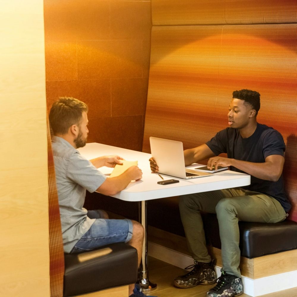 People meeting in coworking area