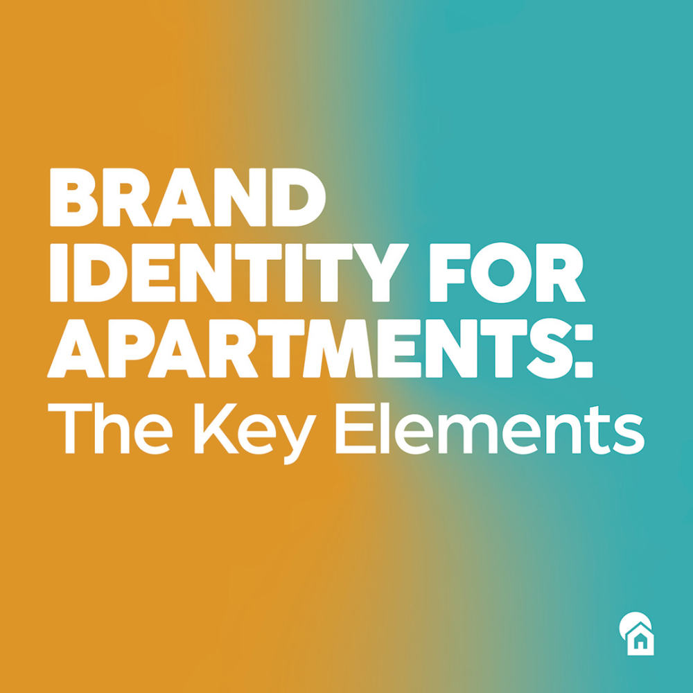 Brand identity for apartments blog post featured image with orange to green gradient background and white text displaying article title