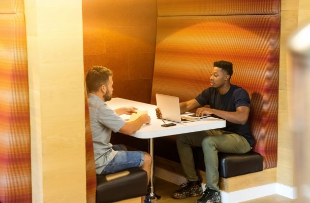 People meeting in coworking area