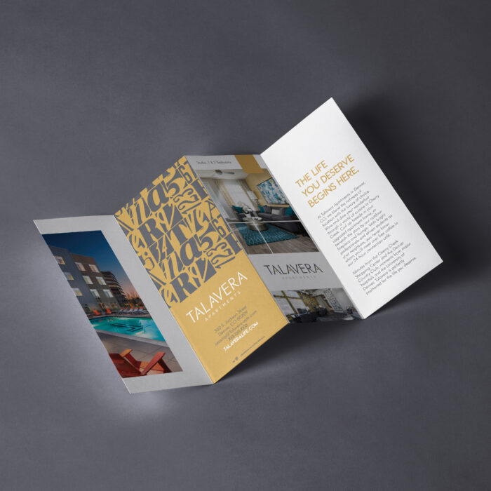 gatefold apartment marketing brochure