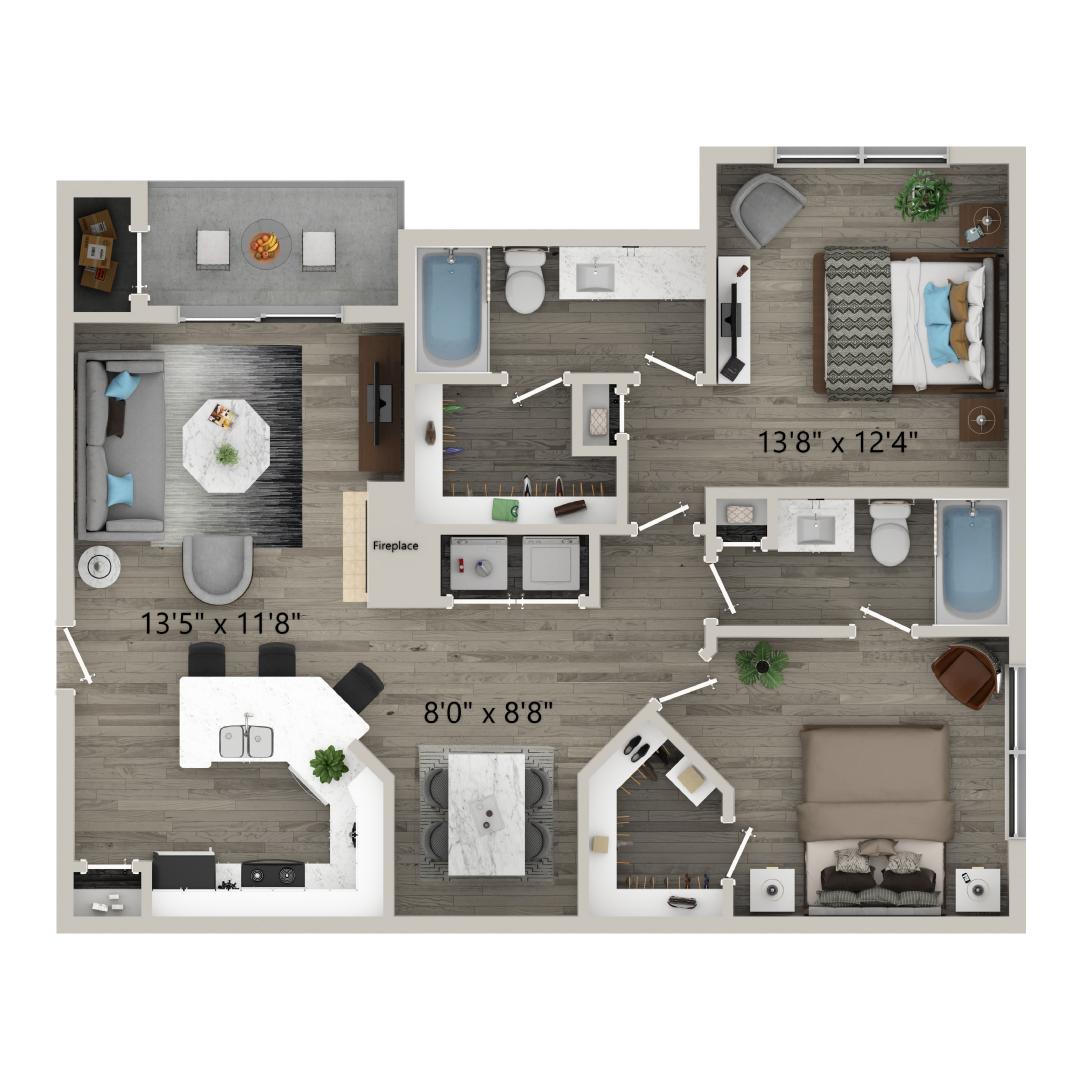 Floor Plans for Apartments in 2D and 3D