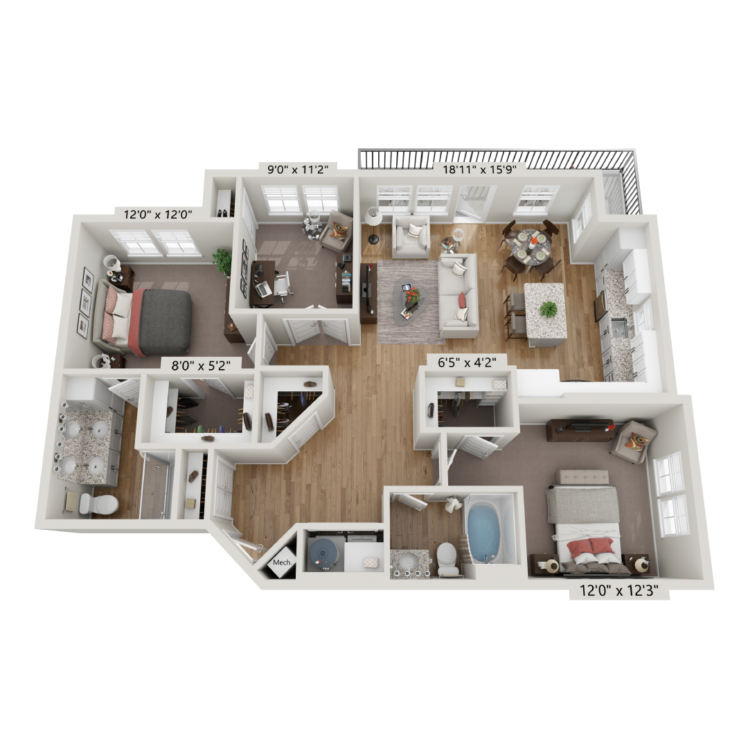 Floor Plans for Apartments in 2D and 3D