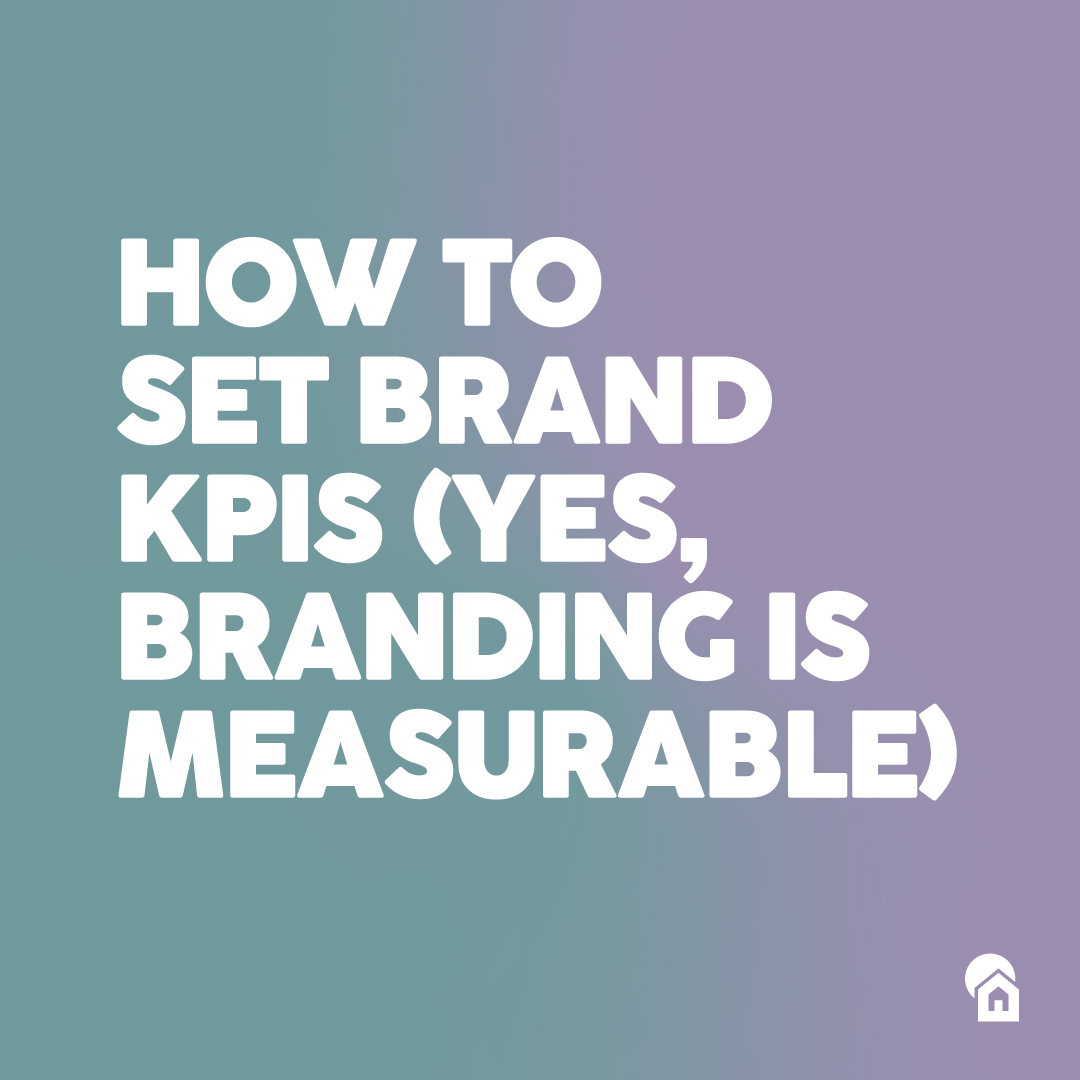 Title graphic for a multifamily guide on how to set brand KPIs, headline reading "Yes, Branding Is Measurable," on a teal-to-purple gradient.